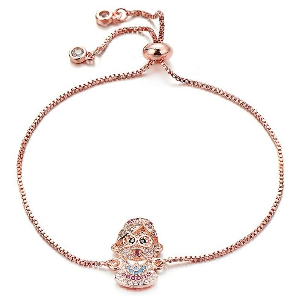 Bracelet for Grandma Nana Rose Gold Pave Cubic Zirconia Adjustable